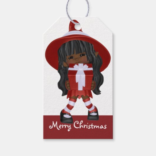 Étiquettes-cadeau Little African American d2 Christmas Witch - (Devant)