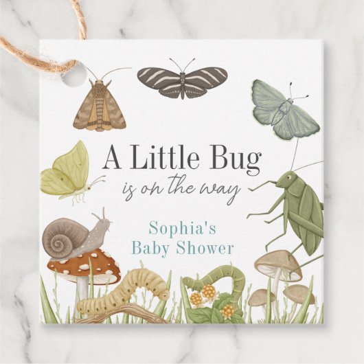 Étiquettes Cadeau Little Bug Insectes Champignons Baby shower garçon (Devant)