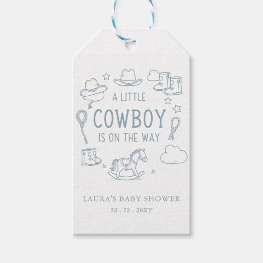Étiquettes-cadeau Little Cowboy Boy Baby Shower (Devant)