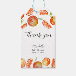 Étiquettes-cadeau Little Cutie Baby shower Merci Orange