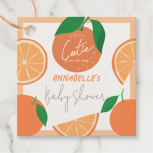 Étiquettes Cadeau Little Cutie Baby shower moderne orange