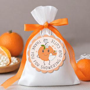 Étiquettes Cadeau Little Cutie En route Baby shower orange migre