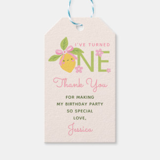 Étiquettes-cadeau Little Cutie Lemon 1st Birthday Pink Thank You