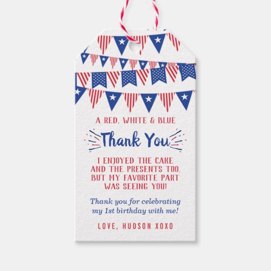 Étiquettes-cadeau Little Firecracker 4 juillet 1er anniversaire (Devant)