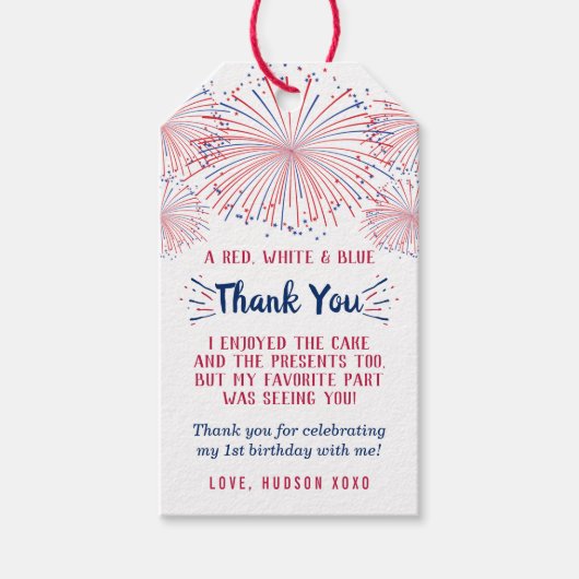 Étiquettes-cadeau Little Firecracker 4 juillet 1er anniversaire (Devant)