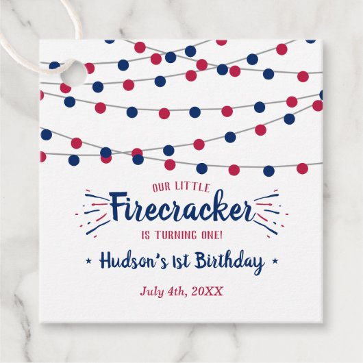 Étiquettes Cadeau Little Firecracker 4 juillet 1er anniversaire (Devant)