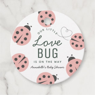 Étiquettes Cadeau Little Log Bug rose Ladybug Baby shower Merci