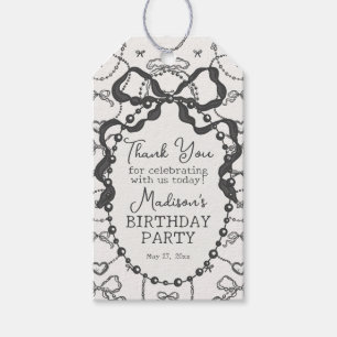 Étiquettes-cadeau Little Pearl Black Coquette Bow Baby shower Favori