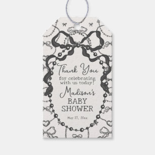 Étiquettes-cadeau Little Pearl Black Coquette Bow Baby shower Favori