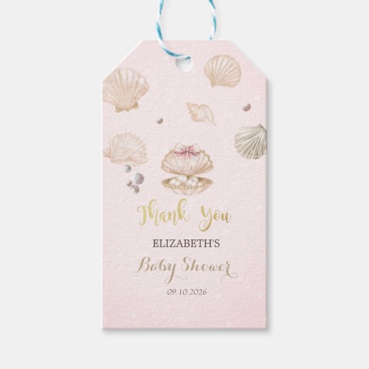 Étiquettes-cadeau Little Pearl Seashells Dots Baby Shower (Devant)