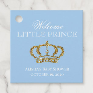Étiquettes Cadeau Little Prince Royal Baby Baby shower bleu et or