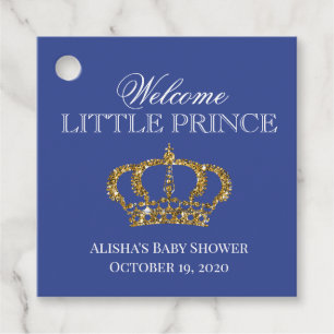 Étiquettes Cadeau Little Prince Royal Blue and Gold Baby shower