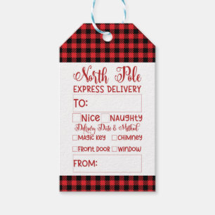 Étiquettes-cadeau Livraison de Buffalo Plaid North Pôle Noël