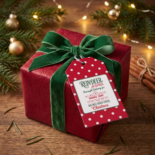 Étiquettes-cadeau livraison express de Noël en rouge pointillé