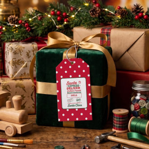 Étiquettes-cadeau Livraison Express de Santa Noël Pointillé Rouge