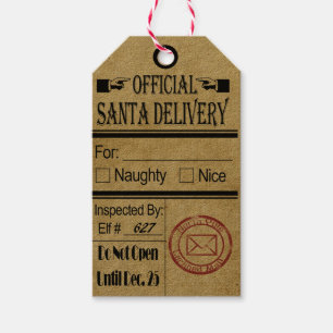 Étiquettes-cadeau Livraison officielle Père Noël Tags Chrismas Naugh