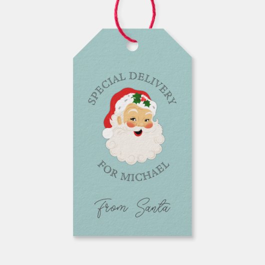 Étiquettes-cadeau Livraison spéciale de Noël rétro du Père Noël (Dos)