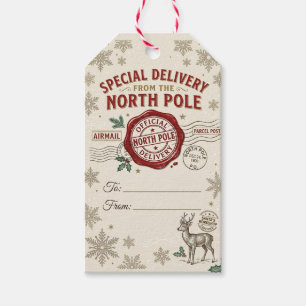 Étiquettes-cadeau Livraison spéciale du Pôle Nord vintage