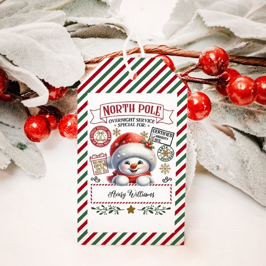 Étiquettes-cadeau Livraison spéciale Noël Snowman de Sant