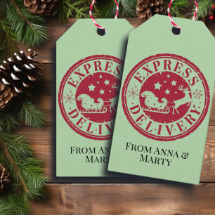 Étiquettes-cadeau Livraison vintage d'Express du Père Noël
