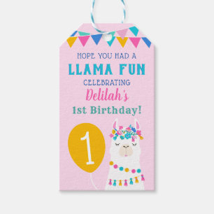 Étiquettes-cadeau Llama Fun Rose Anniversaire Fille Favoriser