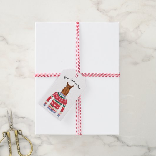 Étiquettes-cadeau Llama Mignonne Portant Un Chandail De Noël Drôle, (Avec de la ficelle)