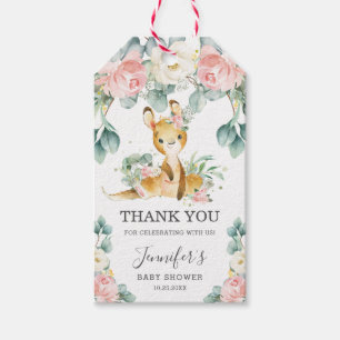 Étiquettes-cadeau L'Merci de Baby shower floral Cute Kangaroo est pr