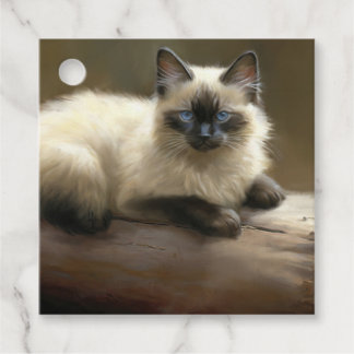 Étiquettes Cadeau Log Lounger Siamese Kitten Tags cadeaux