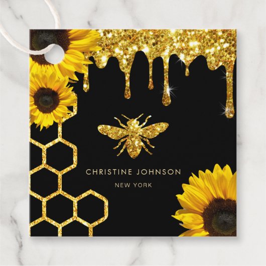 Étiquettes Cadeau logo abeille et tournesol (Devant)