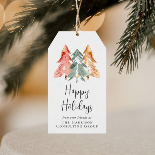 Étiquettes-cadeau Logo d'affaires Joyeux vacances Aquarelle Noël