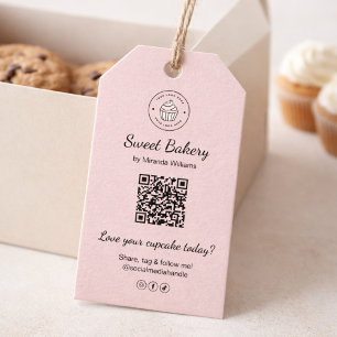 Étiquettes-cadeau Logo de boulangerie code QR rose affaires