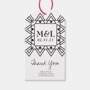 Étiquettes-cadeau Logo de déco de cœur de remerciement de mariage mi