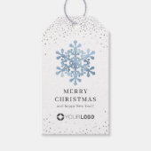 Étiquettes-cadeau Logo de la compagnie Blue snowflacon Noël (Devant)