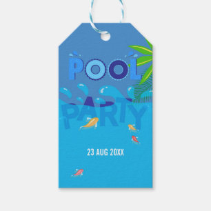 Étiquettes-cadeau Logo de la fête en piscine estivale d'entreprise/c