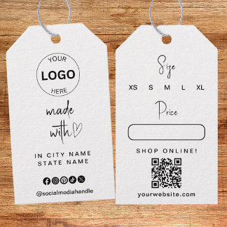 Étiquettes-cadeau Logo de l'entreprise Code Qr Hang Tags Prix Swing