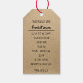 Étiquettes-cadeau Logo de l'entreprise Description du produit MADE U (Dos)