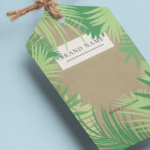 Étiquettes-cadeau Logo de palme tropicale QR Code Hang Tags W/String