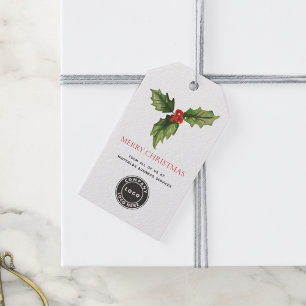 Étiquettes-cadeau Logo d'entreprise botanique à l'aquarelle Noël