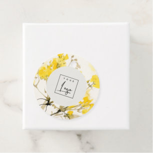 Étiquettes Cadeau Logo d'entreprise fleurie Boho Fleur sauvage jaune