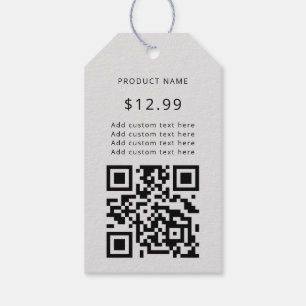 Étiquettes-cadeau Logo d'entreprise moderne Code QR Clair Gris Prix 