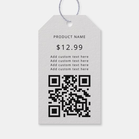 Étiquettes-cadeau Logo d'entreprise moderne Code QR Clair Gris Prix (Dos)