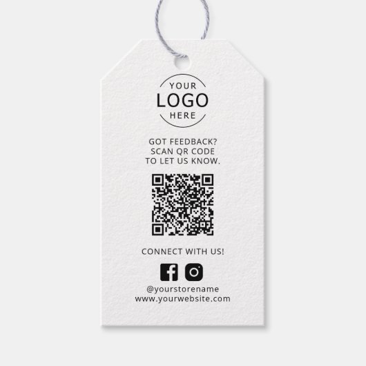 Étiquettes-cadeau Logo d'entreprise moderne QR Code Rétroaction Médi (Devant)
