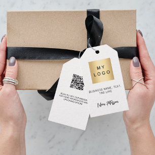 Étiquettes-cadeau Logo d'entreprise noir blanc Code QR tag accrocher