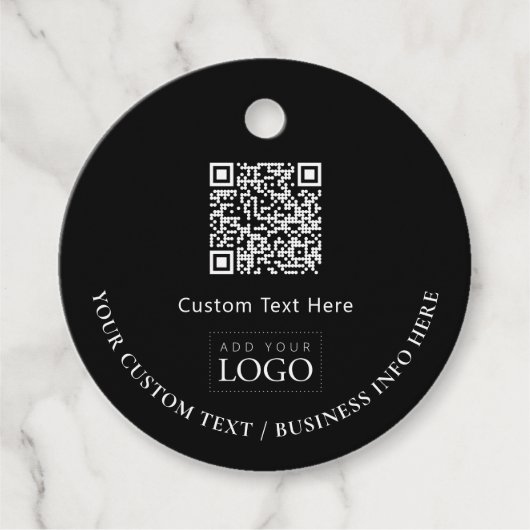 Étiquettes Cadeau Logo d'entreprise noir simple QR Code promotionnel (Devant)