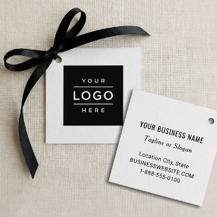 Étiquettes Cadeau Logo d'entreprise personnalisé Tagline carré blanc