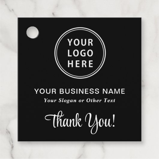 Étiquettes Cadeau Logo d'entreprise QR Code Merci noir (Devant)