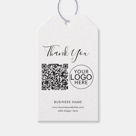Étiquettes-cadeau Logo d'entreprise simple et code QR Merci (Devant)