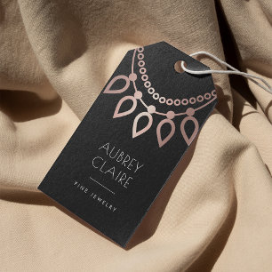 Étiquettes-cadeau Logo du collier d'or rose Balises de hachage de