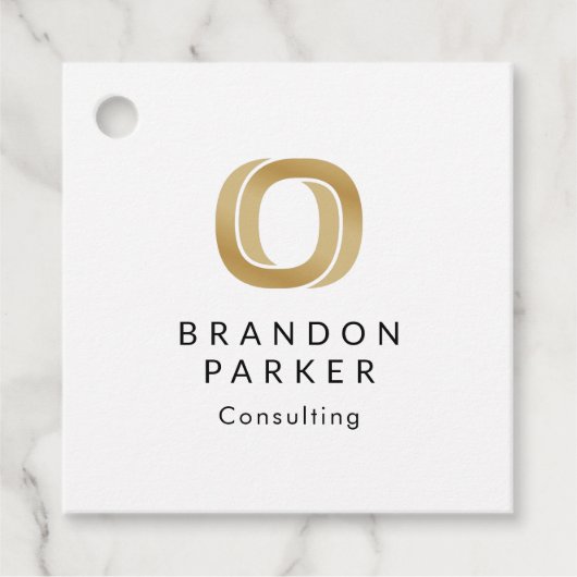 Étiquettes Cadeau Logo en or professionnel simple sur noir (Devant)