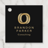 Étiquettes Cadeau Logo en or professionnel simple sur noir (Devant)